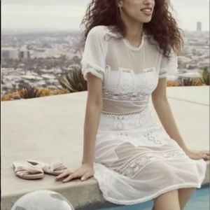 TULAROSA Revolve Sheer Unlined “Neil” Lace Trim Prairie Dress Size XS MSRP $258